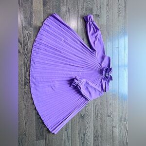 Purple Pleated Dress long sleeve
